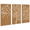 vidaXL Garden Wall Decorations 3 pcs 105x55 cm Corten Steel Tree Design