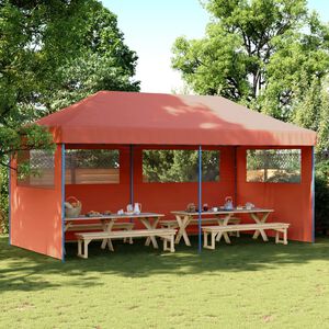 vidaXL Party Tent Terracotta with Blue Frame Oxford Fabric