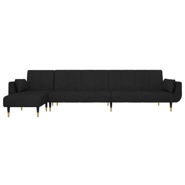 vidaXL L-shaped Sofa Bed Black 275x140x70 cm Velvet