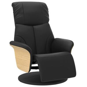 vidaXL Recliner Chair with Footrest Black Faux Leather