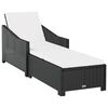 vidaXL Sun Lounger with Cream White Cushion Poly Rattan Black