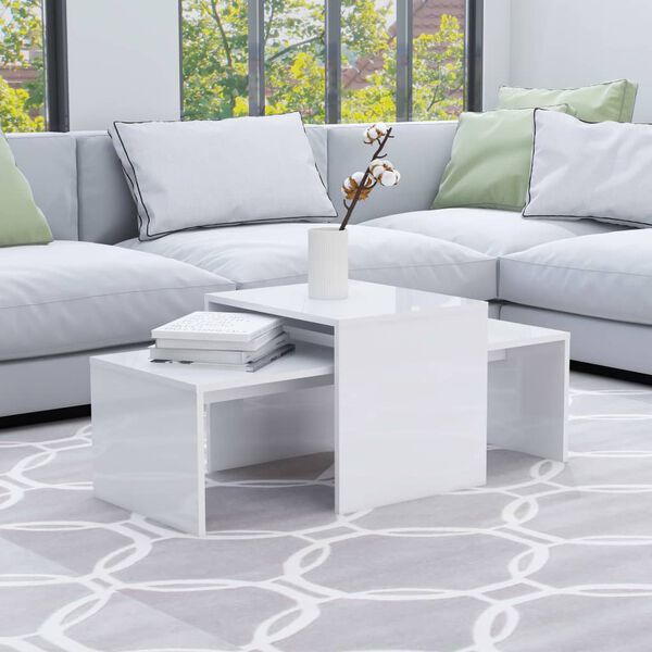 vidaXL Coffee Table Set High Gloss White 100x48x40 cm Engineered Wood