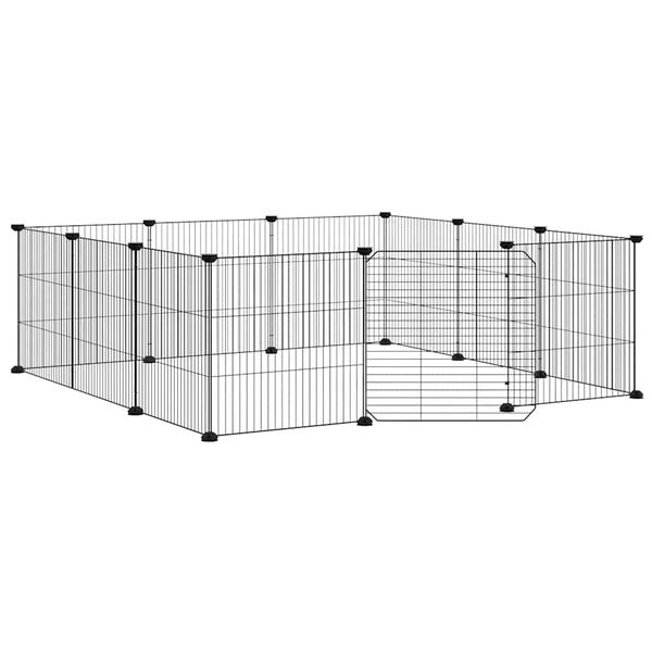 vidaXL 12-Panel Pet Cage with Door Black 35x35 cm Steel