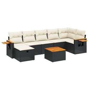 vidaXL 7 Piece Garden Sofa Set with Cushions Black Poly Rattan