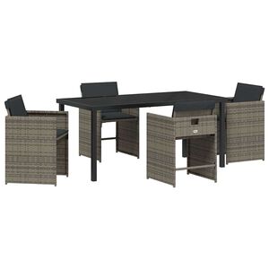 vidaXL Garden Dining Set 5 pcs Grey Poly Rattan