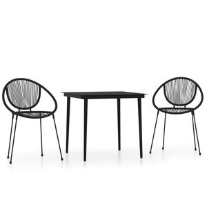 vidaXL 3 Piece Garden Dining Set Black