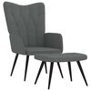vidaXL Relaxing Chair with a Stool Dark Grey Fabric