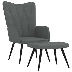 vidaXL Relaxing Chair with a Stool Dark Grey Fabric