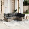 vidaXL 7 Piece Garden Sofa Set with Cushions Grey Poly Rattan