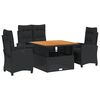 vidaXL 5 Piece Garden Dining Set with Cushions Black Poly Rattan