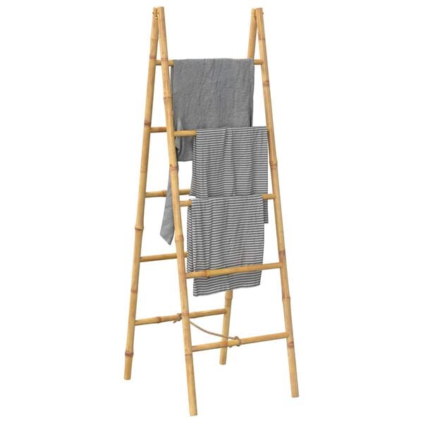 vidaXL Double Towel Ladder with 5 Rungs Bamboo 50x160 cm