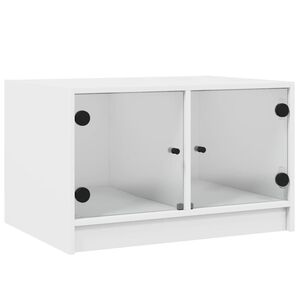 vidaXL Coffee Table with Glass Doors White 68x50x42 cm