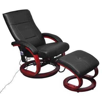 vidaXL TV Massage Chair with Footstool Black Faux Leather