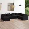 vidaXL 7 Piece Garden Lounge Set with Cushions Poly Rattan Black