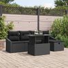 vidaXL Garden Sofa Set with Cushion 6 pcs Black Poly Rattan