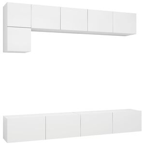 vidaXL 5 Piece TV Cabinet Set White Engineered Wood