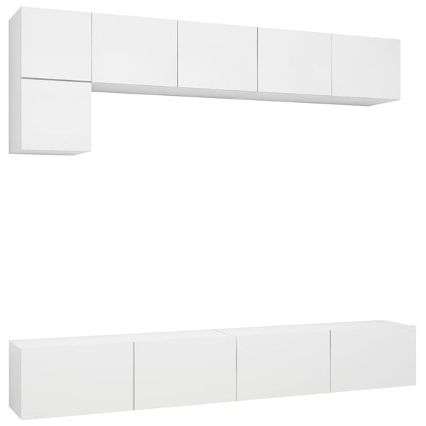 vidaXL 5 Piece TV Cabinet Set White Engineered Wood