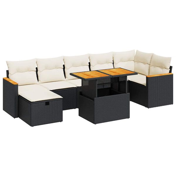 vidaXL 5 Piece Garden Sofa Set with Cushions Black Poly Rattan