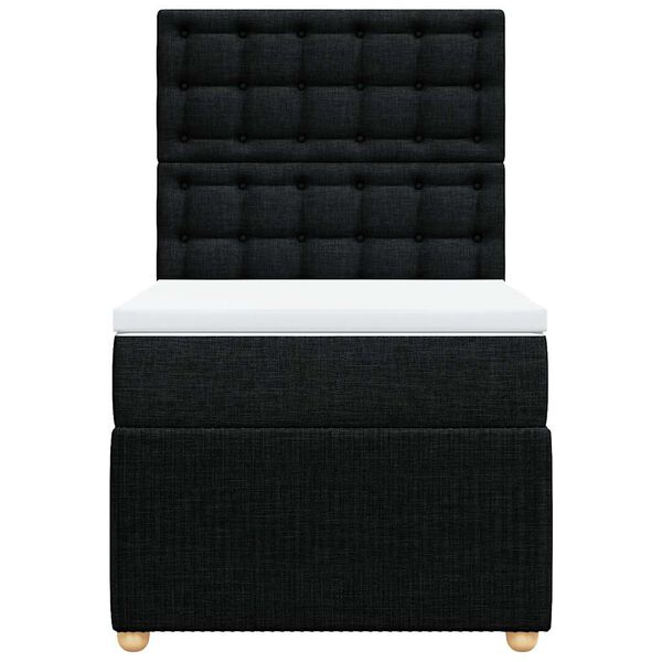 vidaXL Box Spring Bed with Mattress Black King Single Fabric