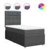 vidaXL Box Spring Bed with Mattress Dark Grey King Single Fabric
