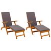 vidaXL Reclining and Folding Sunlounger 2 pcs Grey 55 x 146 x 91 cm