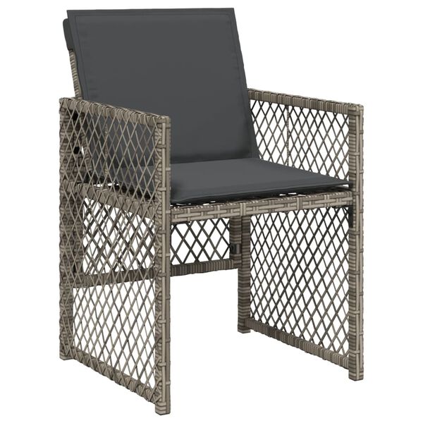 vidaXL 9 Piece Garden Dining Set with Cushions Grey Poly Rattan