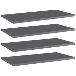vidaXL Bookshelf Boards 4 pcs High Gloss Grey 60x30x1,5 cm Engineered Wood