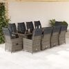 vidaXL 11 Piece Garden Bistro Set with Cushions Grey Poly Rattan