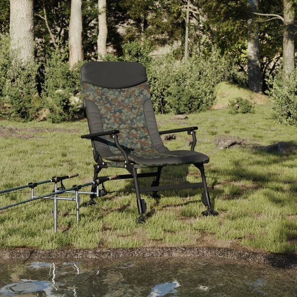 vidaXL Fishing Chair with Armrest Foldable Camouflage