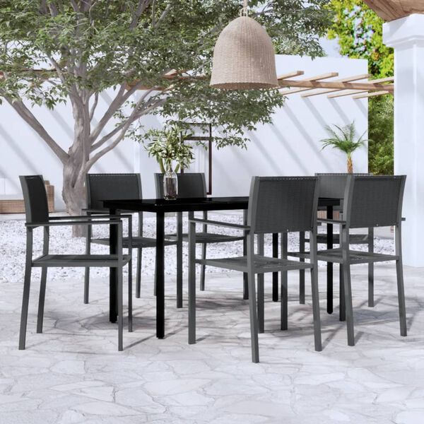 vidaXL 7 Piece Garden Dining Set Black