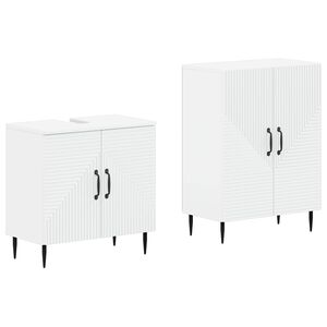 vidaXL 2 Piece Bathroom Cabinet Set HAARLEM White Engineered Wood