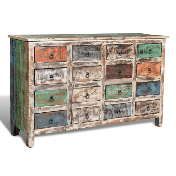 vidaXL Reclaimed Cabinet Solid Wood Multicolour with 16 Drawers