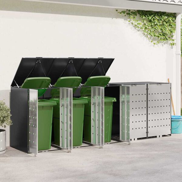 vidaXL Wheelie Bin Storage for 5 Bins Anthracite 340 x 77.5 x 115.5 cm