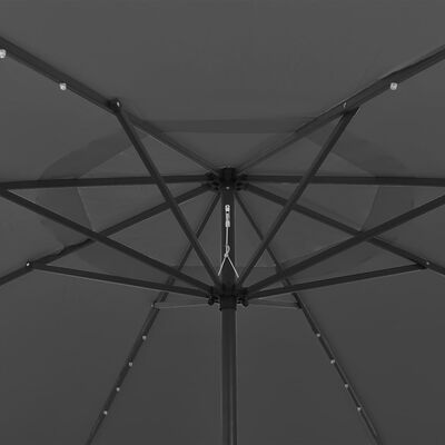 vidaXL Outdoor Parasol with LED Lights and Metal Pole 400 cm Anthracite