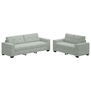 vidaXL 2 Piece Sofa Set with Cushions Light Grey Velvet
