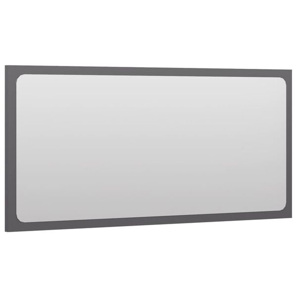 vidaXL Bathroom Mirror High Gloss Grey 80x1.5x37 cm Engineered Wood