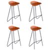 vidaXL Bar Stools 4 pcs Brown Real Leather