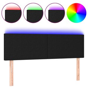 vidaXL LED Headboard Black 144x5x78/88 cm Fabric
