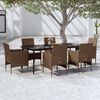 vidaXL 7 Piece Garden Dining Set with Cushions Brown and Black