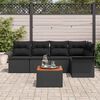 vidaXL Garden Sofa Set with Storage 6 pcs Black Poly Rattan