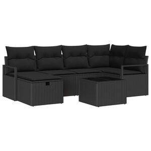 vidaXL Garden Sofa Set with Cushion with Storage Poly Rattan
