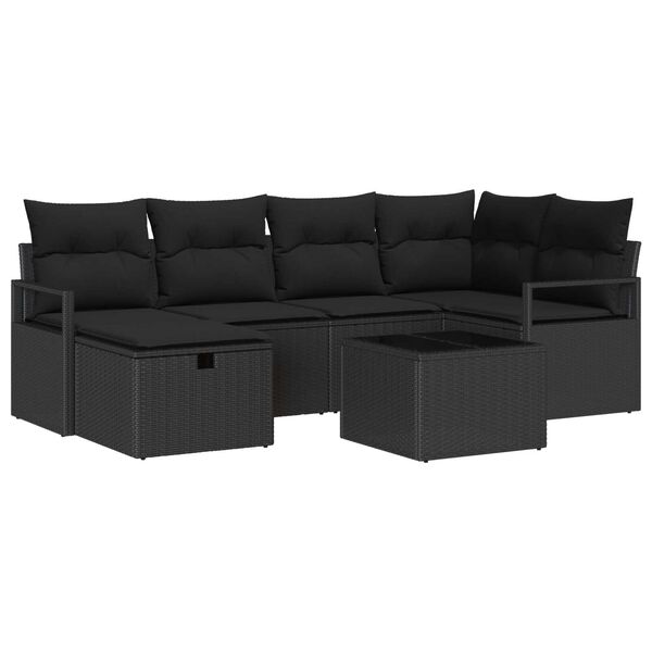 vidaXL Garden Sofa Set with Cushion with Storage Poly Rattan
