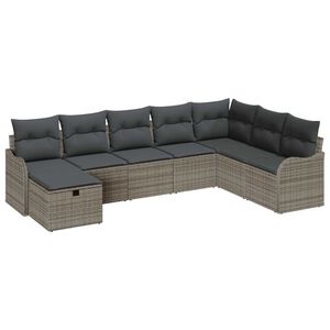 vidaXL Sofa Set with Cushion with Storage 8 pcs Grey Poly Rattan