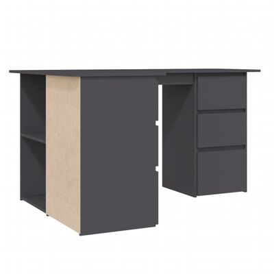 vidaXL Corner Desk Grey 145x100x76 cm Engineered Wood