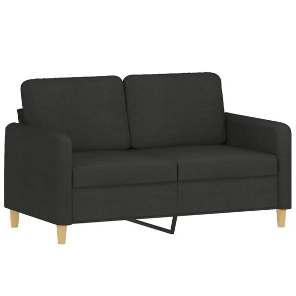 vidaXL 2-Seater Sofa with Throw Pillows Black 120 cm Fabric