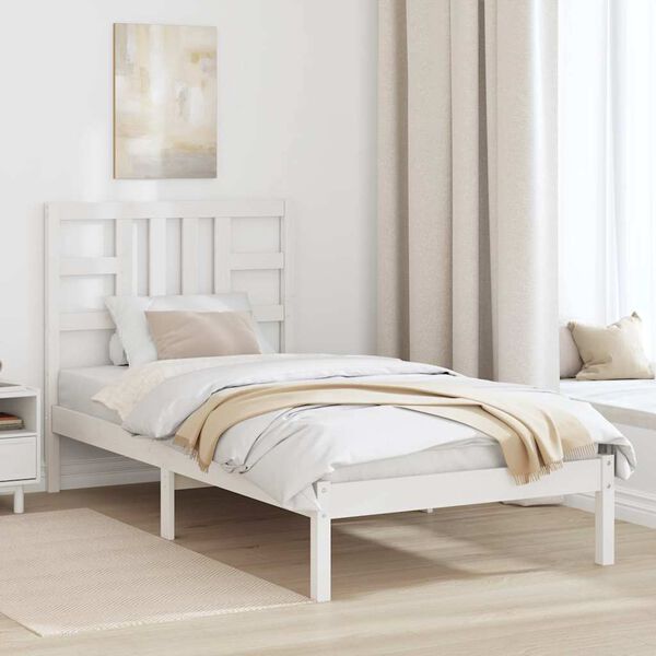 vidaXL Bed Frame without Mattress White 90x190 cm Single Solid Wood