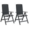 vidaXL Reclining Garden Chairs 2 pcs Black Textilene