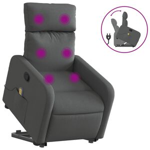 vidaXL Stand up Massage Recliner Chair Dark Grey Fabric