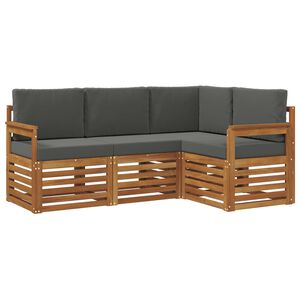vidaXL Outdoor Sofa Set 4 pcs Natural and Anthracite Polyester
