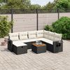 vidaXL 8 Piece Garden Sofa Set with Cushions Black Poly Rattan